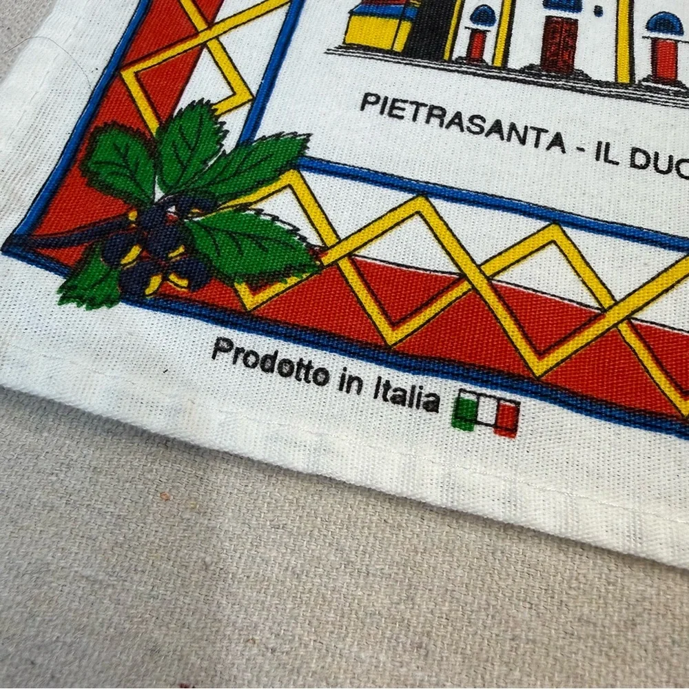 Lucca Illustrated Cotton Tea Towel - Colorful Landmark Print